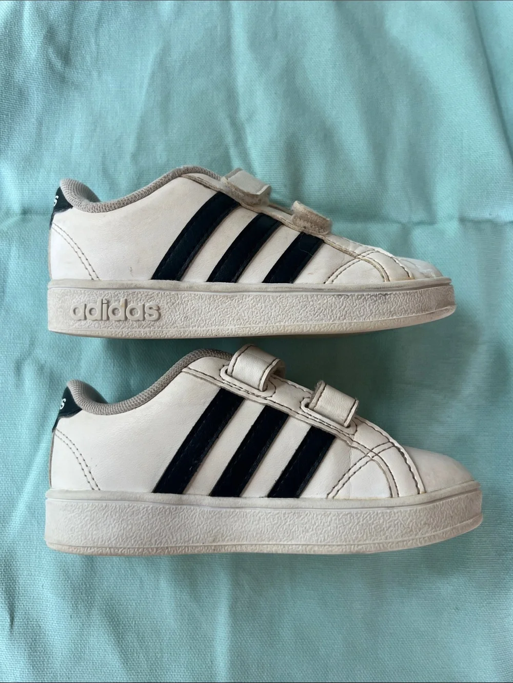 Adidas White and Black toddler velcro Sneakers